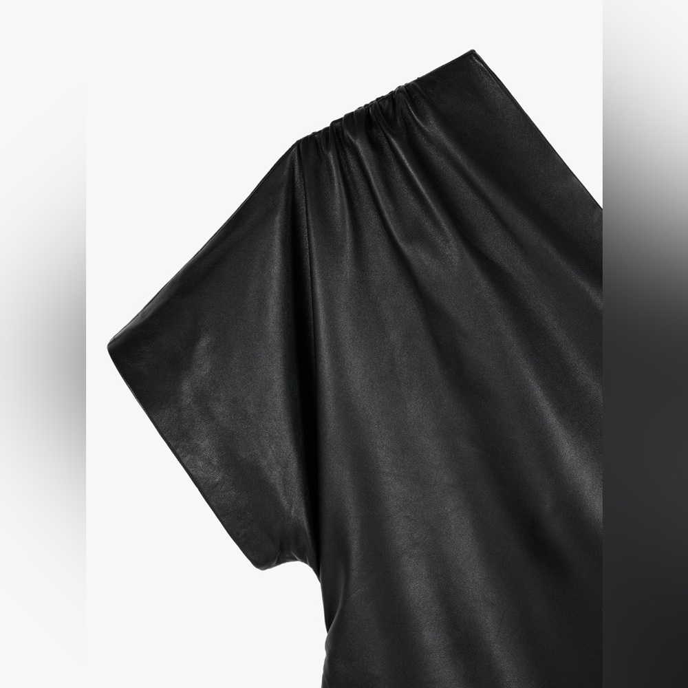 ZARA GENUINE LEATHER ASYMMETRIC DRESS LIMITED EDITION SZ XS - Picture 10 of 13
